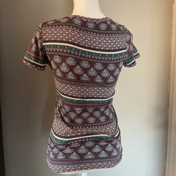 Purple and Green Tribal V-Neck Tee - Picture 3 of 3